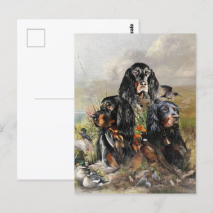 Gordon Setters , Passion for Birds , Art Postcard