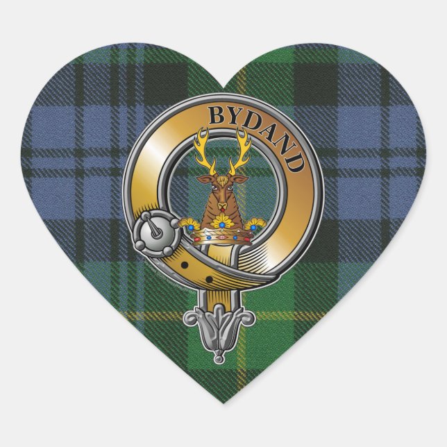Gordon Tartan & Badge Heart Sticker (Front)