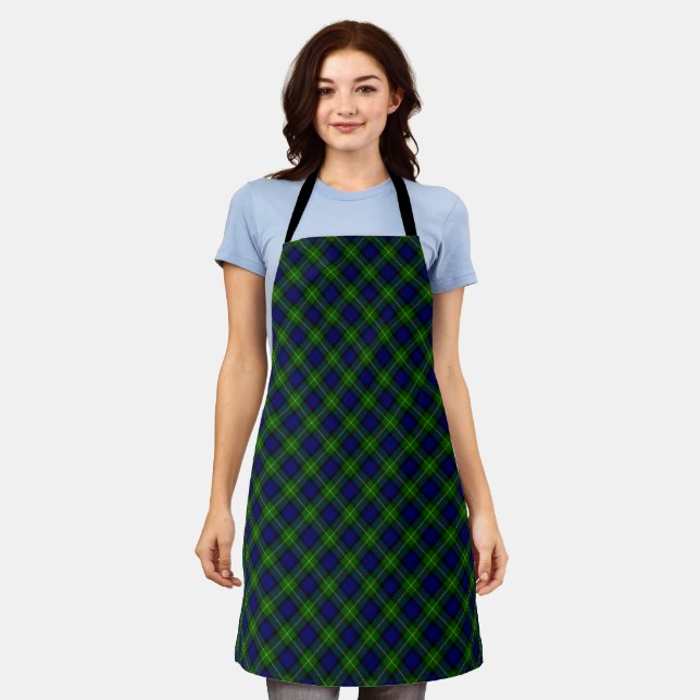 Gordon tartan blue green plaid apron (Worn)