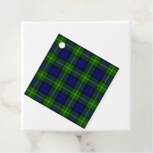 Gordon tartan blue green plaid favour tags