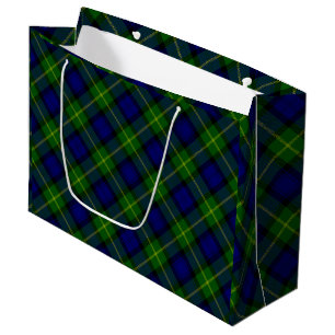 Gordon tartan blue green plaid large gift bag