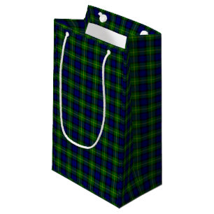 Gordon tartan blue green plaid small gift bag