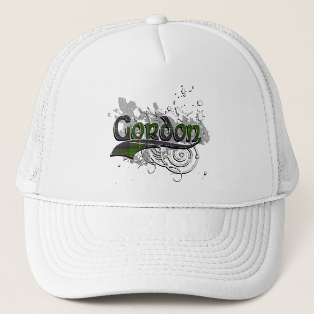 Gordon Tartan Grunge Trucker Hat (Front)