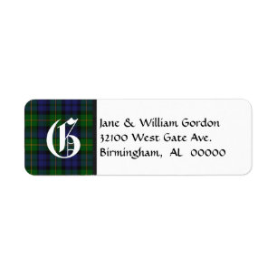 Gordon Tartan Plaid Monogram Address Labels