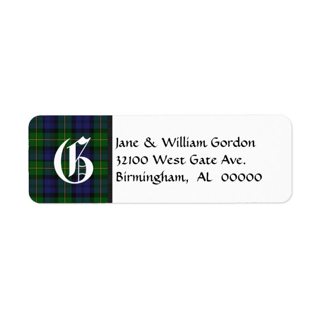 Gordon Tartan Plaid Monogram Address Labels (Front)