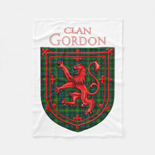Gordon Tartan Scottish Plaid Lion Rampant Fleece Blanket