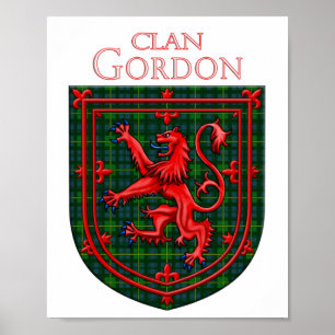 Gordon Tartan Scottish Plaid Lion Rampant Poster