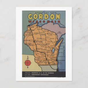 Gordon, Wisconsin - Large Letter Scenes Postcard