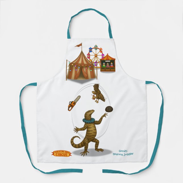 Gordy, goanna juggler apron (Front)
