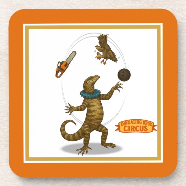 Gordy, goanna juggler coaster (Front)