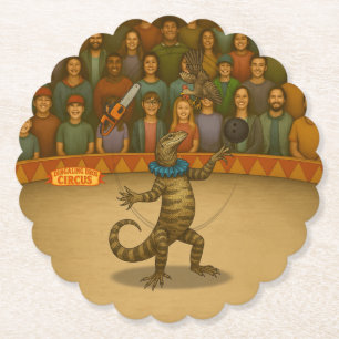 Gordy, goanna juggler paper coaster
