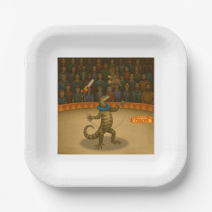 Gordy, goanna juggler paper plate