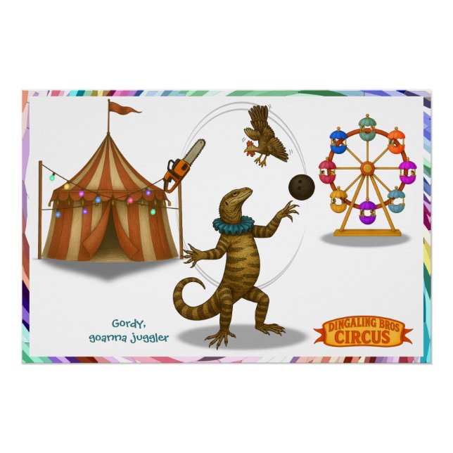 Gordy, goanna juggler poster (Front)