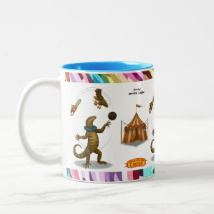 Gordy, goanna juggler Two-Tone coffee mug