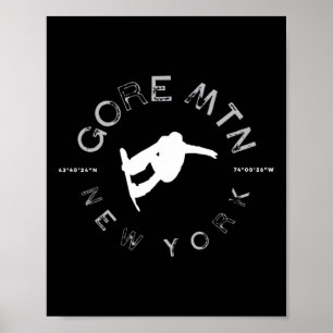 Gore Mountain New York Vintage Retro Snowboarding Poster