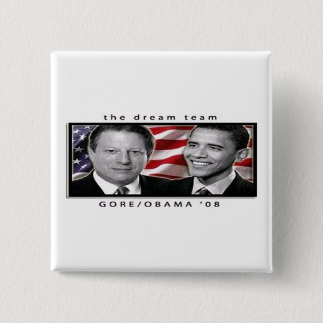 Gore Obama 2008 15 Cm Square Badge (Front)