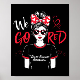 Gored Messy Bun Women In February Heart Disease Aw Poster