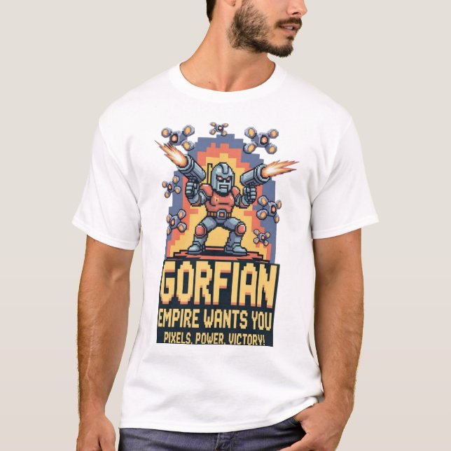 Gorfian Empire Retro Arcade Art T-Shirt (Front)