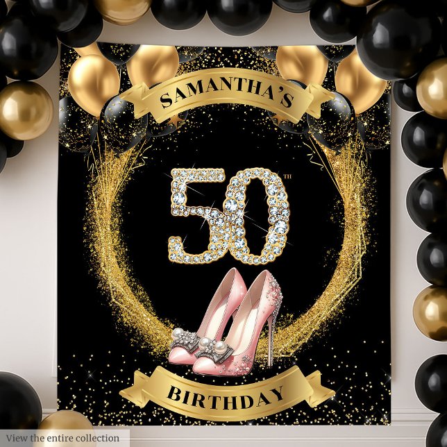 Gorgeous 50th Birthday Diamond Numbers High Heels Tapestry (Gorgeous 50th Birthday Diamond Numbers High Heels Tapestry)
