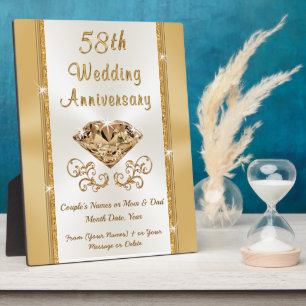 Gorgeous 58 anniversary gift, Custom Anniversary Plaque