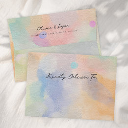 Gorgeous Abstract Watercolor Modern Script Wedding Envelope
