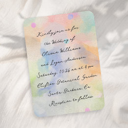 Gorgeous Abstract Watercolor Modern Script Wedding Invitation