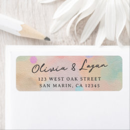 Gorgeous Abstract Watercolor Modern Script Wedding Return Address Label
