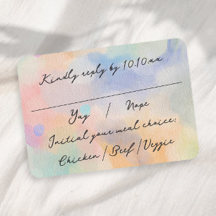Gorgeous Abstract Watercolor Modern Script Wedding RSVP Card