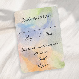Gorgeous Abstract Watercolor Modern Script Wedding RSVP Card