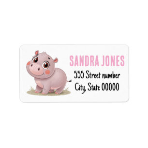 Gorgeous address labels cute hippo