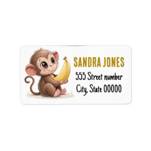 Gorgeous address labels cute monkey