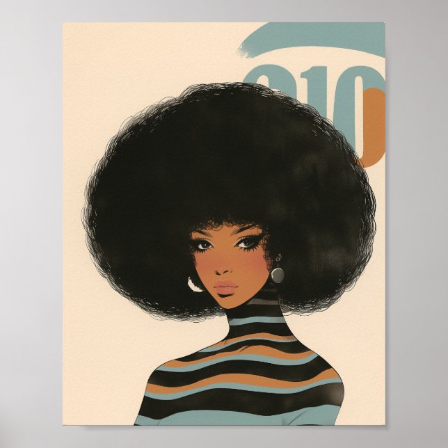 Gorgeous African American Woman with an Afro Poster (Front)