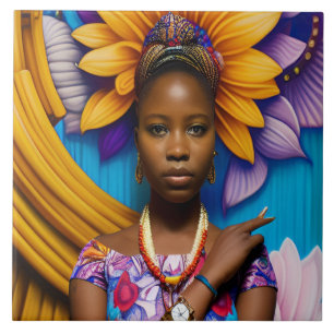 Gorgeous African woman with a watch Ceramic Tile