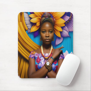 Gorgeous African woman with a watch Mouse Pad
