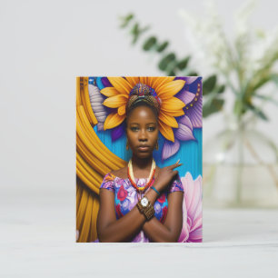 Gorgeous African woman with a watch Postcard