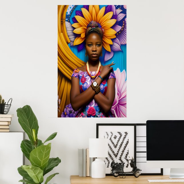 Gorgeous African woman with a watch Poster (Home Office)
