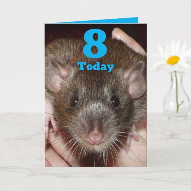 Gorgeous agouti rat customisable 8th Birthday Card (Small Plant)