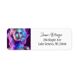 Gorgeous Ai Art Pretty Icy Glass like Woman Return Address Label
