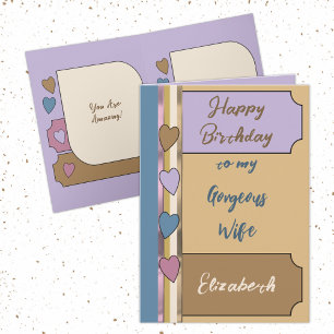 Gorgeous amazing wife brown lilac birthday card