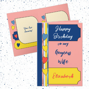 Gorgeous amazing wife coral blue birthday card