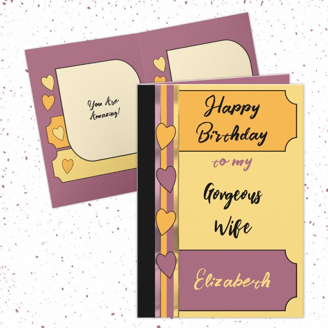 Gorgeous amazing wife purple orange birthday card (Creator Uploaded)