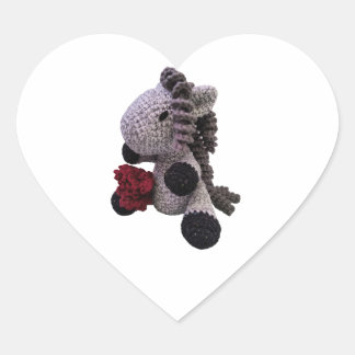 Gorgeous Amigurumi Crocheted Horse Heart Sticker! Sticker