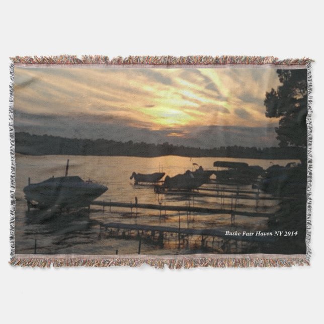 Gorgeous and Stunning Sunset on the Lake Throw Blanket (Front)