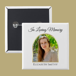 Gorgeous Arch Photo on White Funeral Button