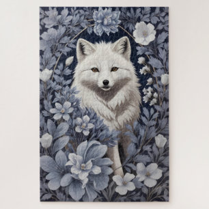 Gorgeous Arctic Fox William Morris Inspired Jigsaw Puzzle