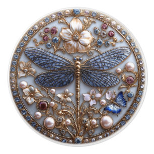 Gorgeous Art Deco Dragonfly Ceramic Knob