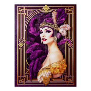 Gorgeous Art Deco Flapper  Poster