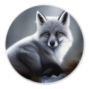Gorgeous Artic Fox Ceramic Knob