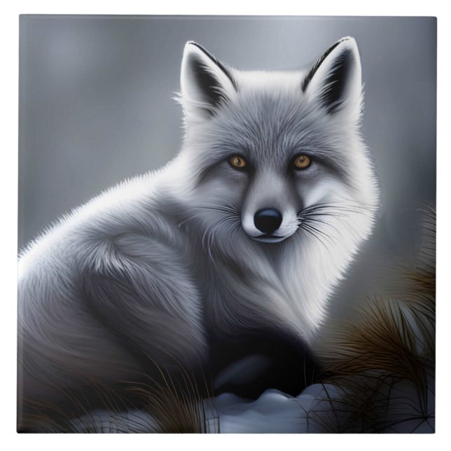 Gorgeous Artic Fox  Ceramic Tile (Front)