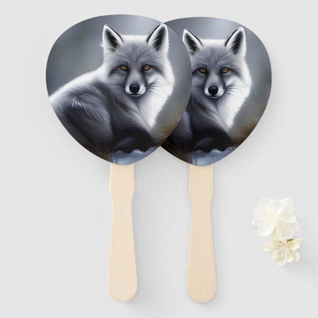 Gorgeous Artic Fox  Hand Fan (Front and Back)